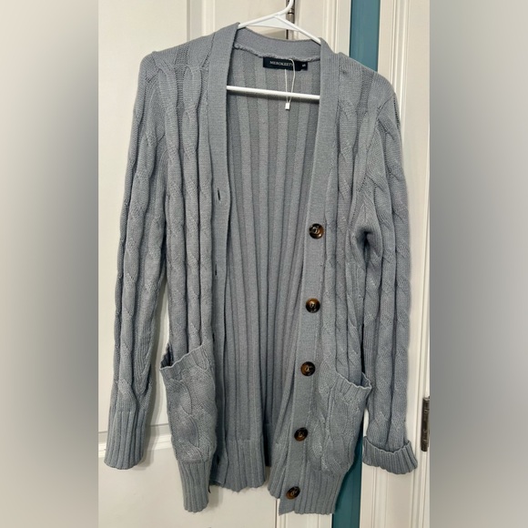 Merokeety Sweaters - Small Merokeety Gray Cable Knit Cardigan with Pockets